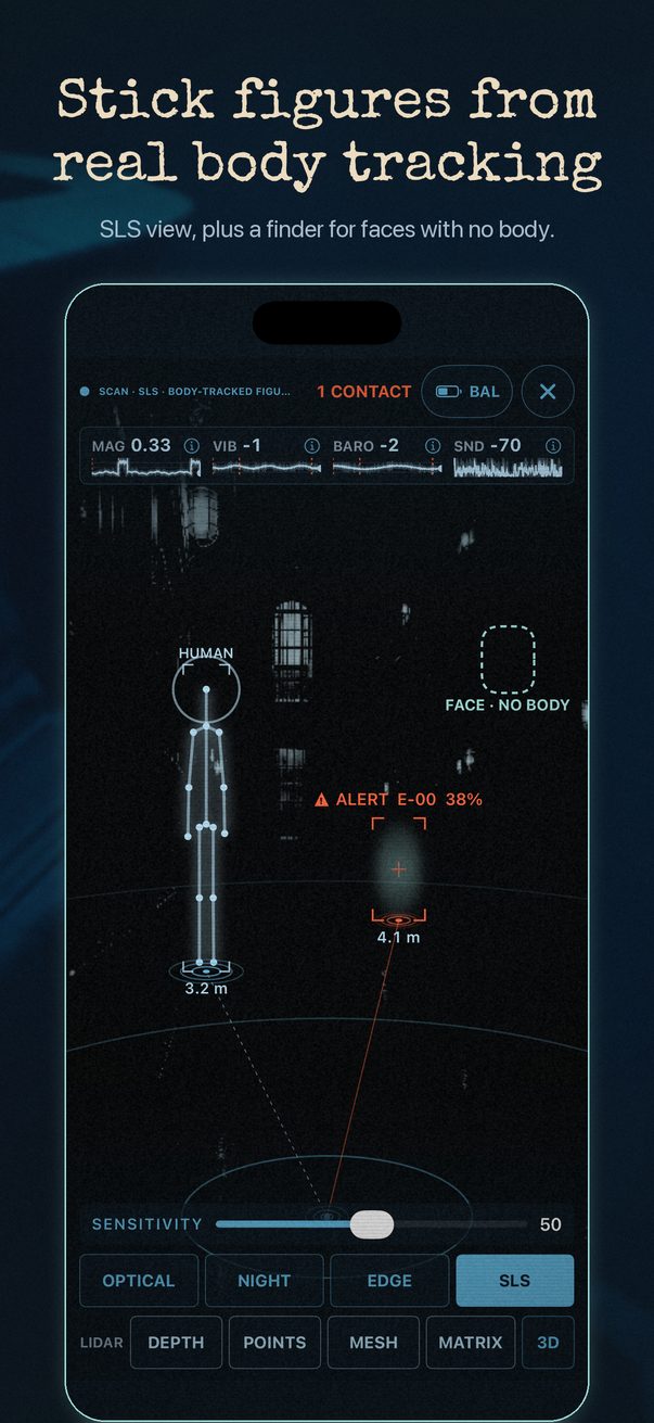 SLS view drawing a tracked body as a stick figure